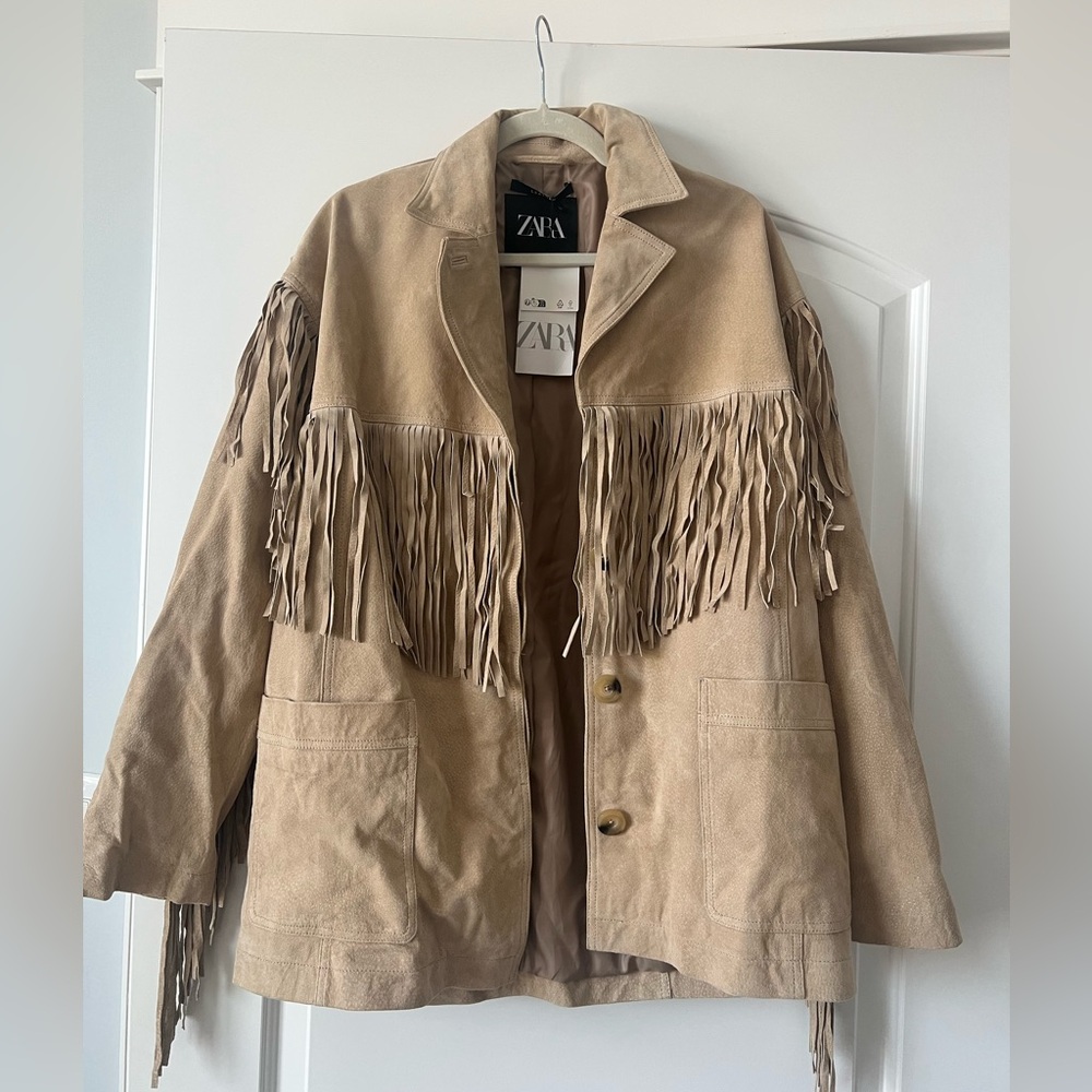 Zara Suede Fringe Jacket NWT
